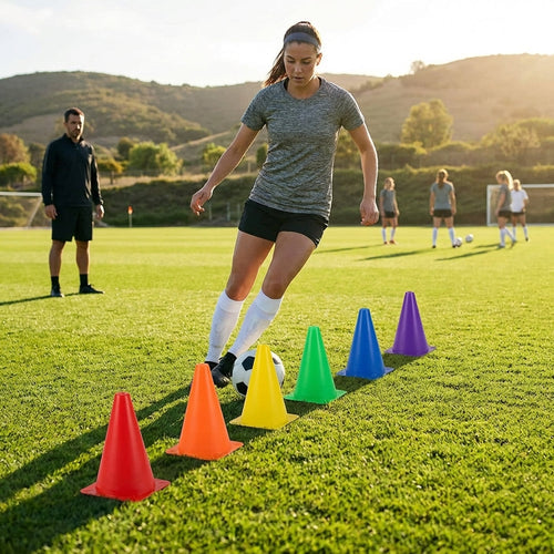 Flexible Training Cones – 4in Assorted Colours – Thermoplastic Rubber – Sports Drills