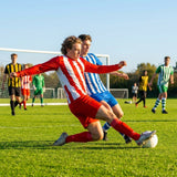 Men's Striped Football Kit with long-sleeve top, shorts, and socks - product detail