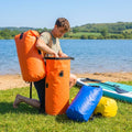 Waterproof dry bag rucksack, 10L capacity in orange, ideal for outdoor sports