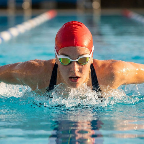 Racing Swimming Goggles – Black/Silver – TPR & Polycarbonate – Competitive Use