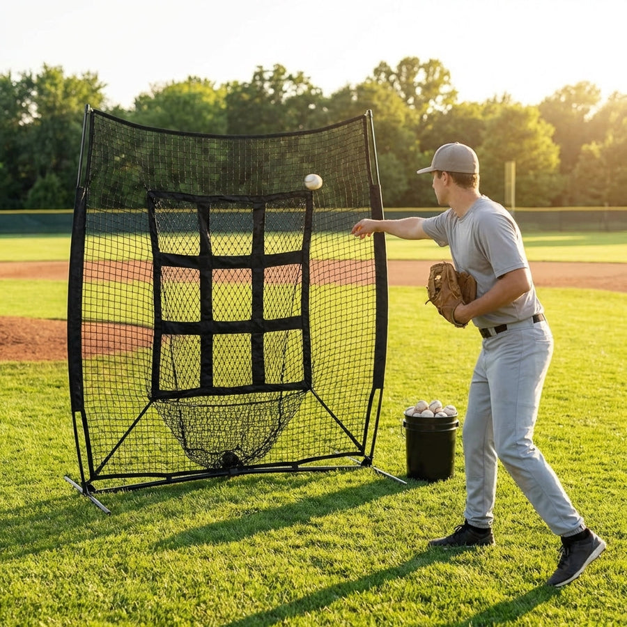 Baseball Pitchers Pocket – 9 Strike Zones – Steel/Fibreglass Frame – Portable Practice