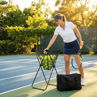 Portable Ball Caddy – 85cm Height – Metal & Polyester – Tennis & Padel – 80 Ball Capacity