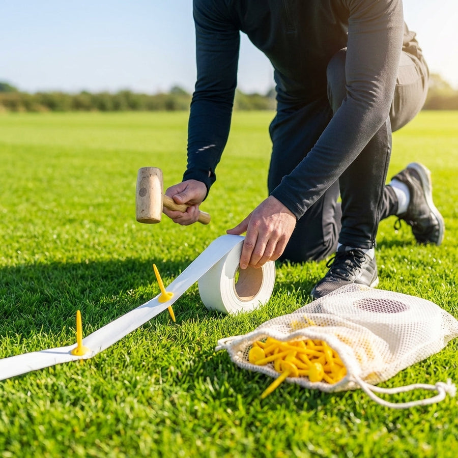 Line Marking Tape – White/Yellow/Blue – Elastic – Sports Pitches