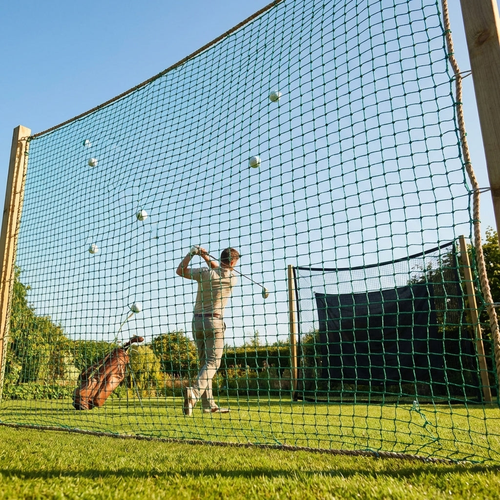 Golf Impact Netting in black or green with HDPP twine for indoor and outdoor use - product detail