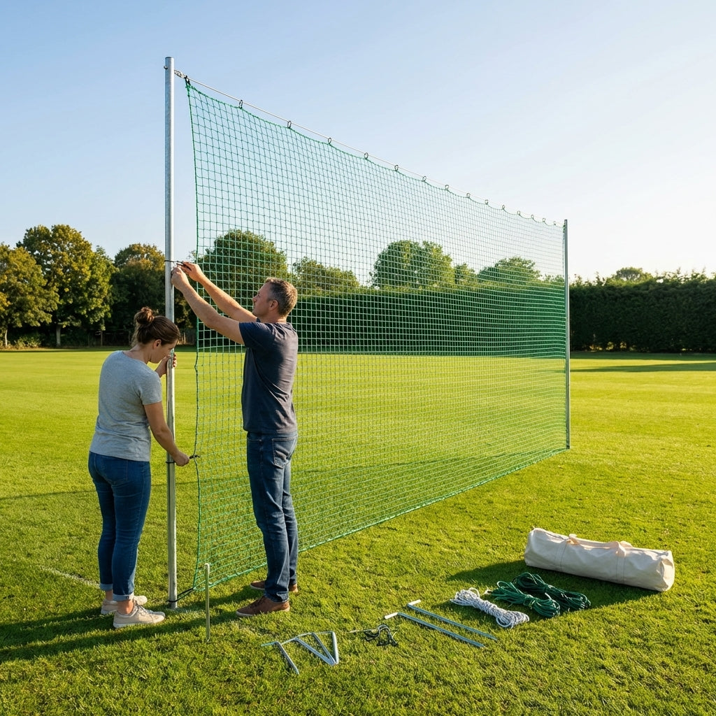 Removable anti-litter net system with steel posts - product detail