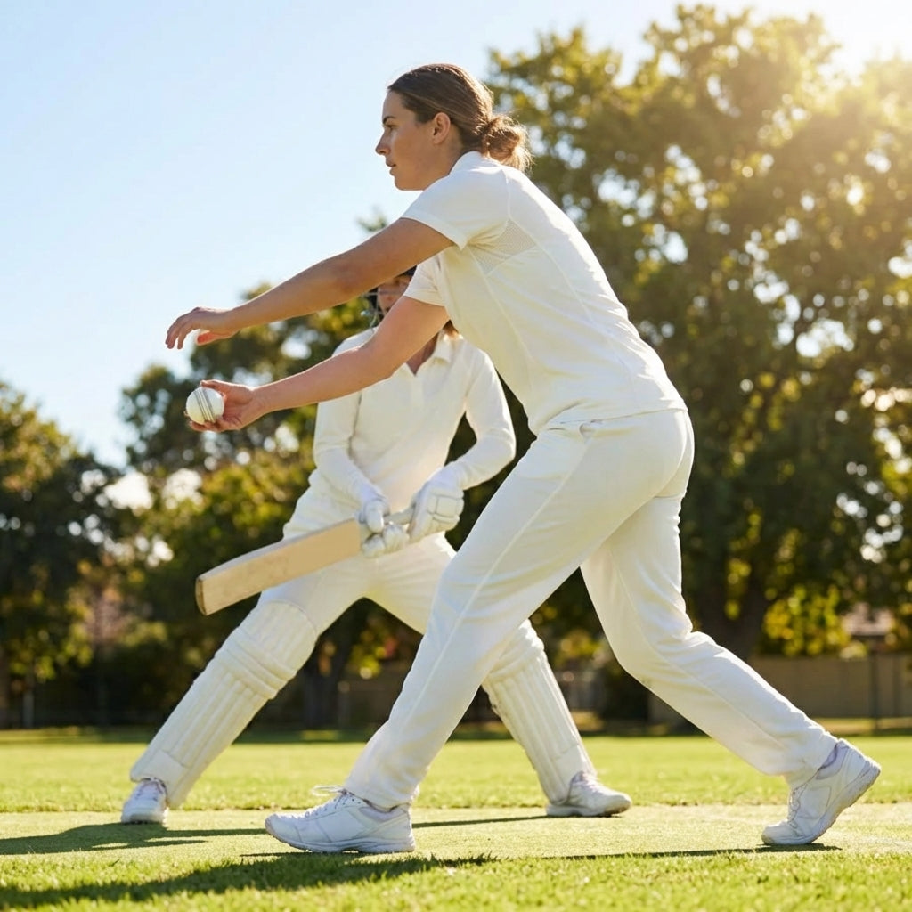 Women's cricket shirt in white, available in XXS-XXL, 100% polyester - product detail