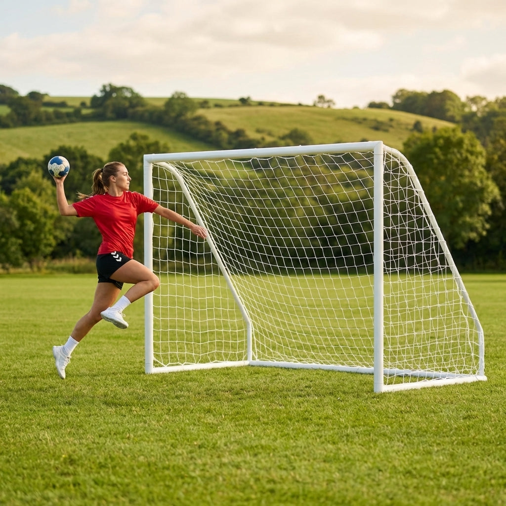 3m x 2m handball goal made of shatterproof PVC for indoor and outdoor use