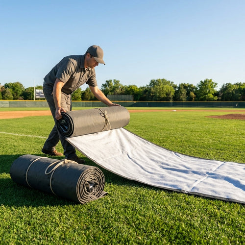 Baseball Field Tarpaulin – Optic White – 250gsm Plastic – Pitch Protection