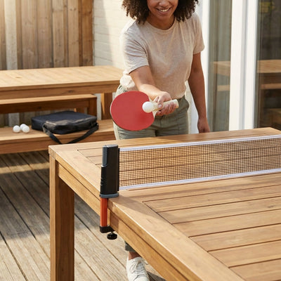 Table Tennis Set – Black & Red – 6 Plywood Bats – Indoor/Outdoor Use