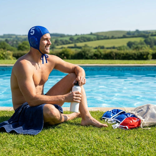 Water Polo Caps – Blue/White – Durable Nylon – Club & Competition Use