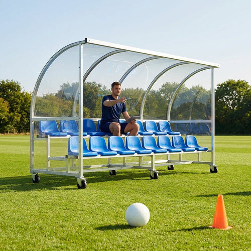 Aluminium Sports Team Shelter – 2 Tier – Durable Aluminium – Sports Facilities