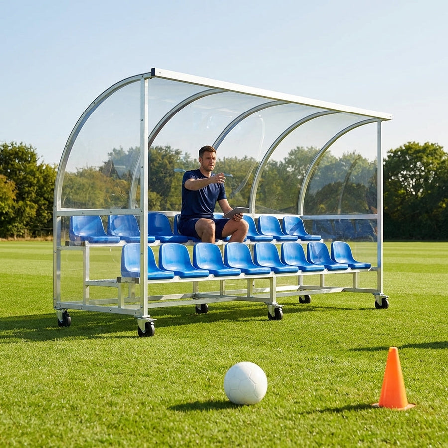 Aluminium Sports Team Shelter – 2 Tier – Durable Aluminium – Sports Facilities