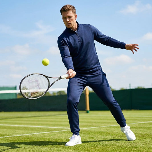 Men's quarter zip tracksuit in lightweight polyester - product detail