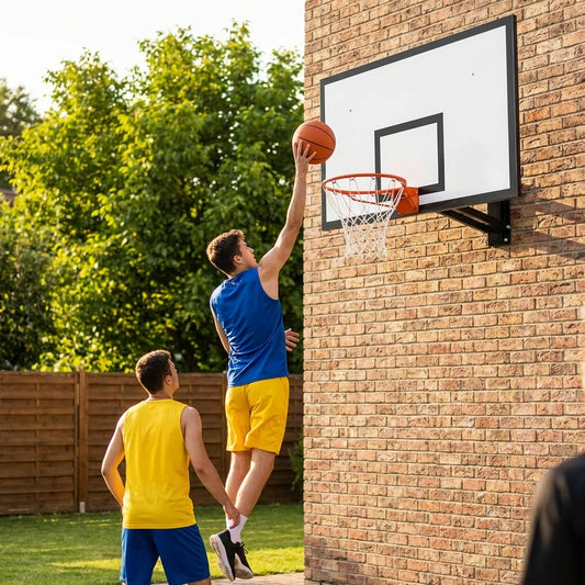Adjustable wall mounted basketball backboard with rim and net - product detail