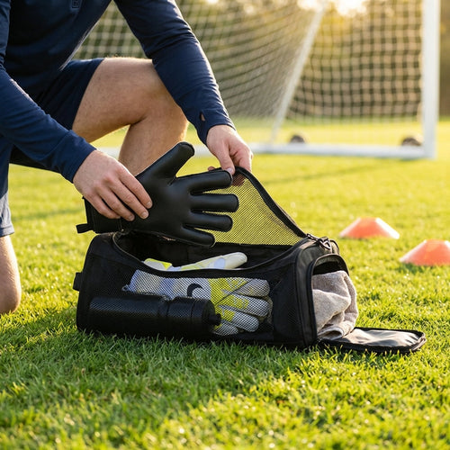 Goalkeeper Glove Bag – Black – Matte PU & Polyester – Football Gear