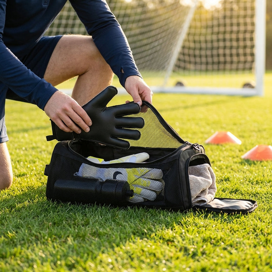 Goalkeeper Glove Bag – Black – Matte PU & Polyester – Football Gear