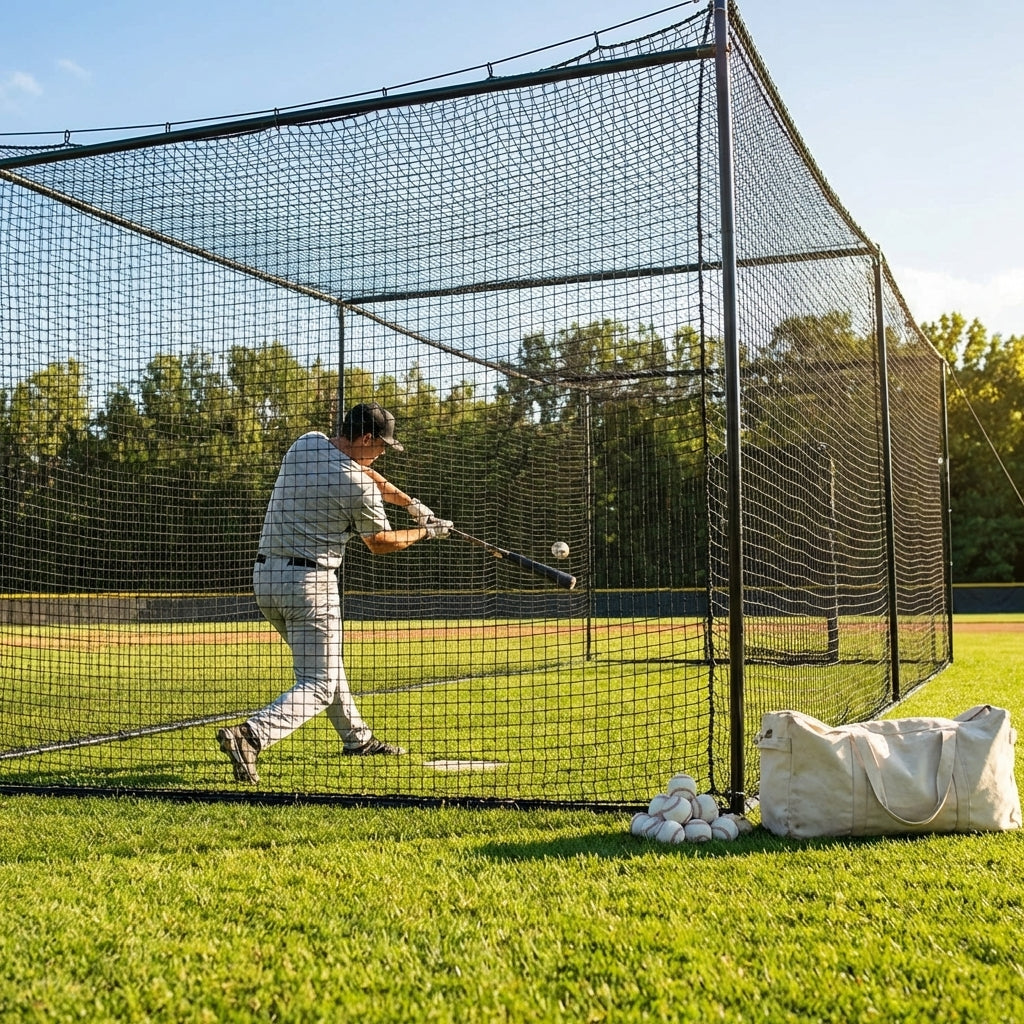 60ft baseball batting cage net made from UV stabilised twine for outdoor use - product detail