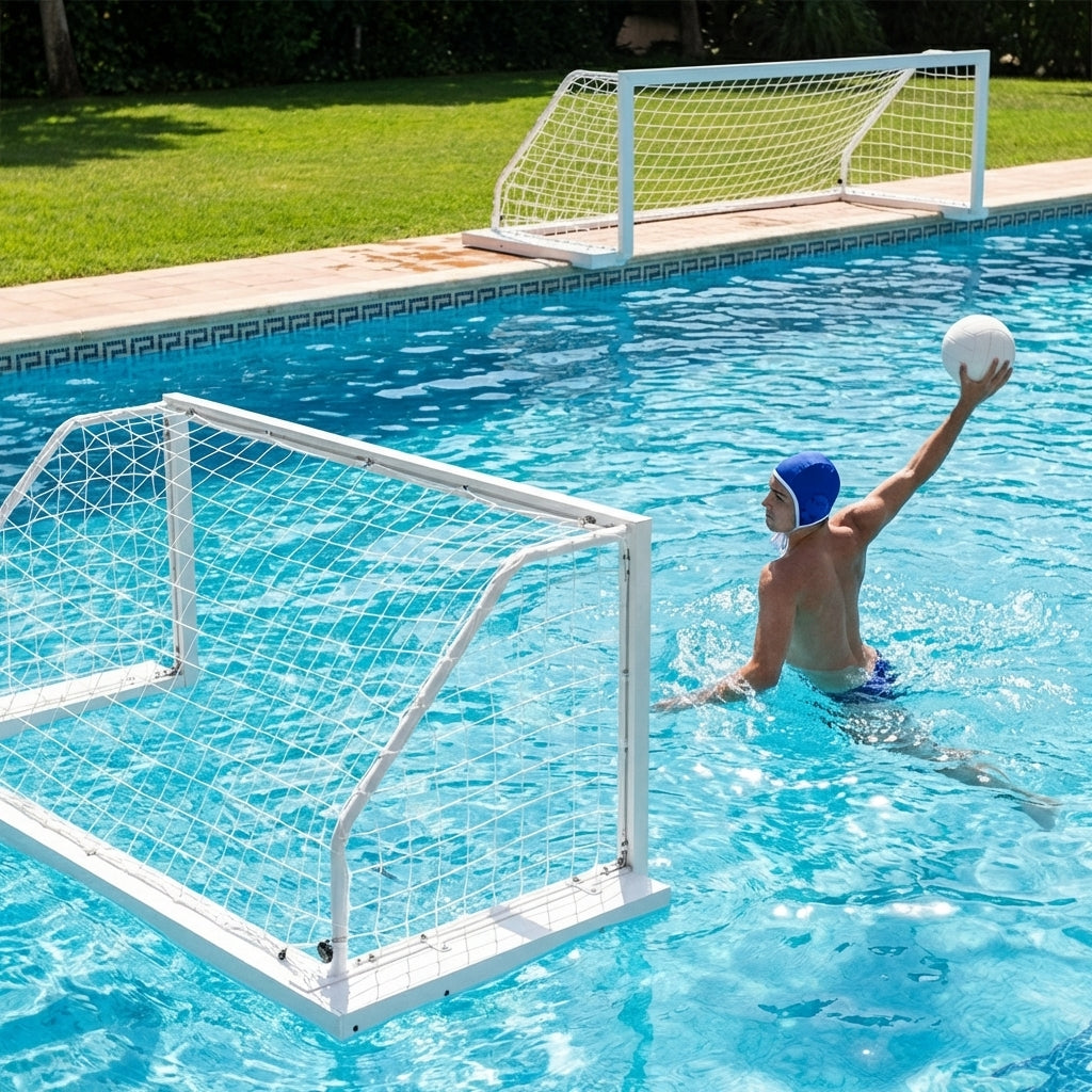 Floating water polo goal made of aluminium, suitable for competitions - product detail