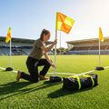 Football Corner Flags Set with Yellow/Orange Flags and Rubber Base