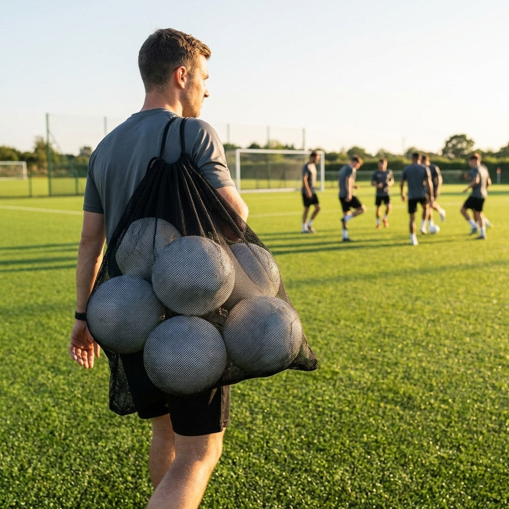 Sports Ball Carry Bag in black mesh for easy transport and storage - product detail