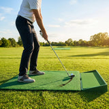 Golf swing training mat showing swing path on green fabric - product detail