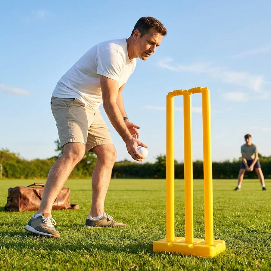 Plastic Cricket Stumps – Yellow – Durable Plastic – Indoor & Outdoor