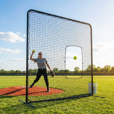 Softball Pitching Screen – Steel Frame – Galvanised Steel – Pitcher Protection