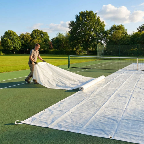 Tennis Court Covers – White – Lightweight Plastic – Outdoor Protection