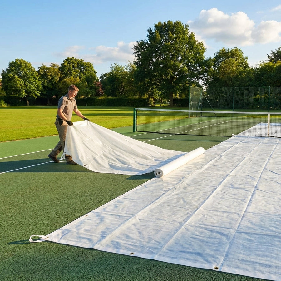 Tennis Court Covers – White – Lightweight Plastic – Outdoor Protection
