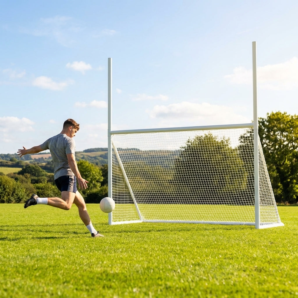 8ft x 5ft GAA Football and Hurling Goal Posts made from sturdy uPVC