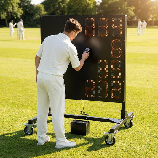 Electronic cricket scoreboard with anodised aluminium frame for schools and clubs - product detail