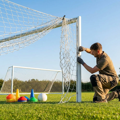 Football Goal Nets – 18.5ft x 6.5ft White – HDPE Material – Clubs & Schools