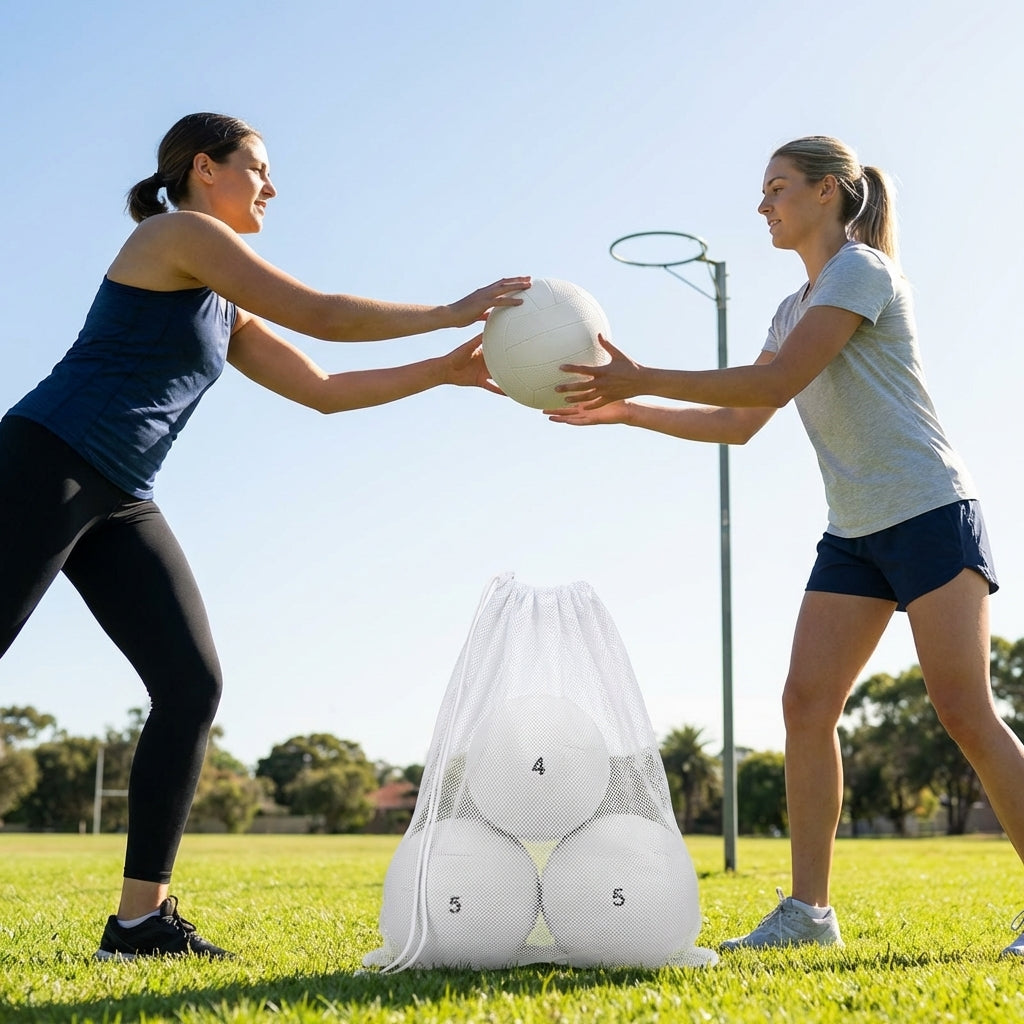 Match netball featuring hand-stitched latex bladder - product detail