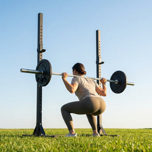 Adjustable Squat Rack – Black – Steel Frame – Home & Gym Use
