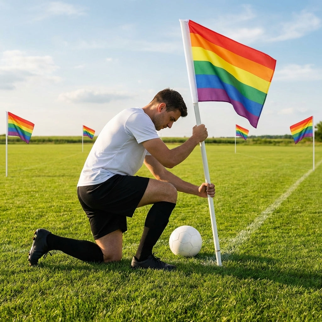 Rainbow corner flags for sports fields made of premium nylon - product detail