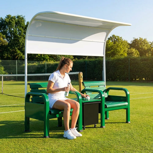 Aluminium Tennis Court Chairs – Blue/Green/Black – T6 Grade Aluminium – Outdoor & Indoor Sports Facilities