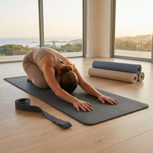 PU Yoga Mat in calming colours, 5mm thick, non-slip surface - product detail