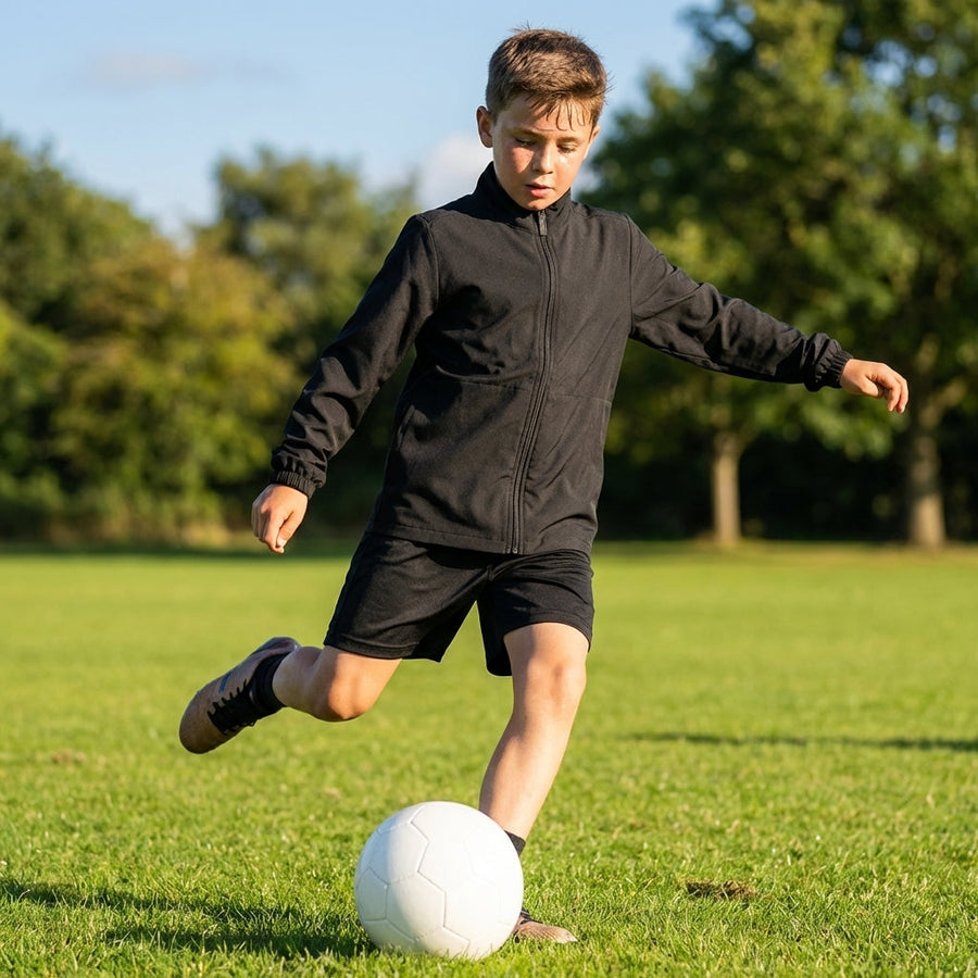 Kids' Windbreaker Jacket – Black & Navy – 100% Polyester – Outdoor & Sports