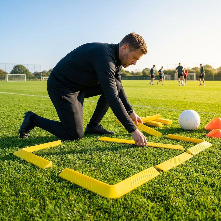 Football Training Marker Lines – Fluro Yellow – Flexible Rubber – Indoor/Outdoor Use