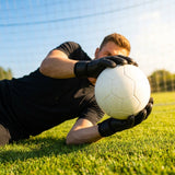 Black goalkeeper gloves with latex palms for football use - product detail