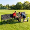 Portable team bench with steel frame and black seats for sports and camping - product detail