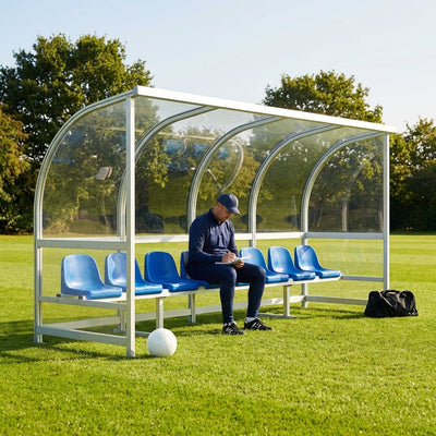 Fixed Team Shelter – 4/8 Seat – Aluminium & Polycarbonate – Sports Facilities