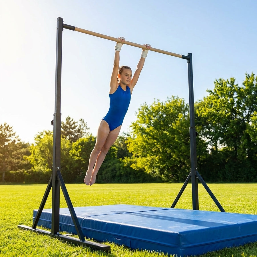 Gymnastics Training Bar – Adjustable Height – Steel & Beech – Home & School Use