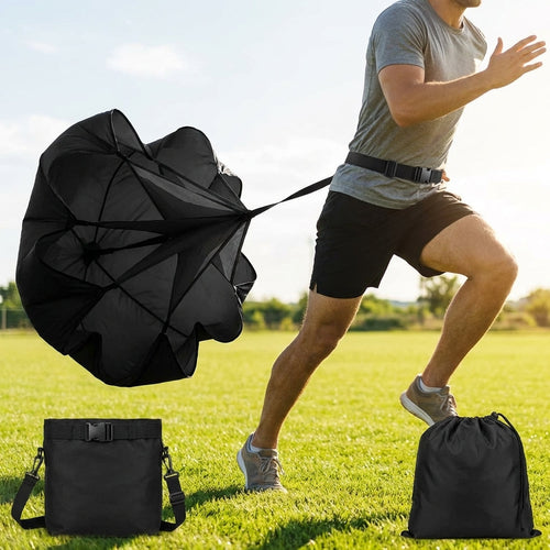 Speed Resistance Parachute – Black & Silver – Polyester – Sports Training