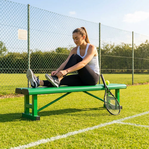 Tennis Court Bench – 6ft Green/Blue/Black – Aluminium – Sports Facilities