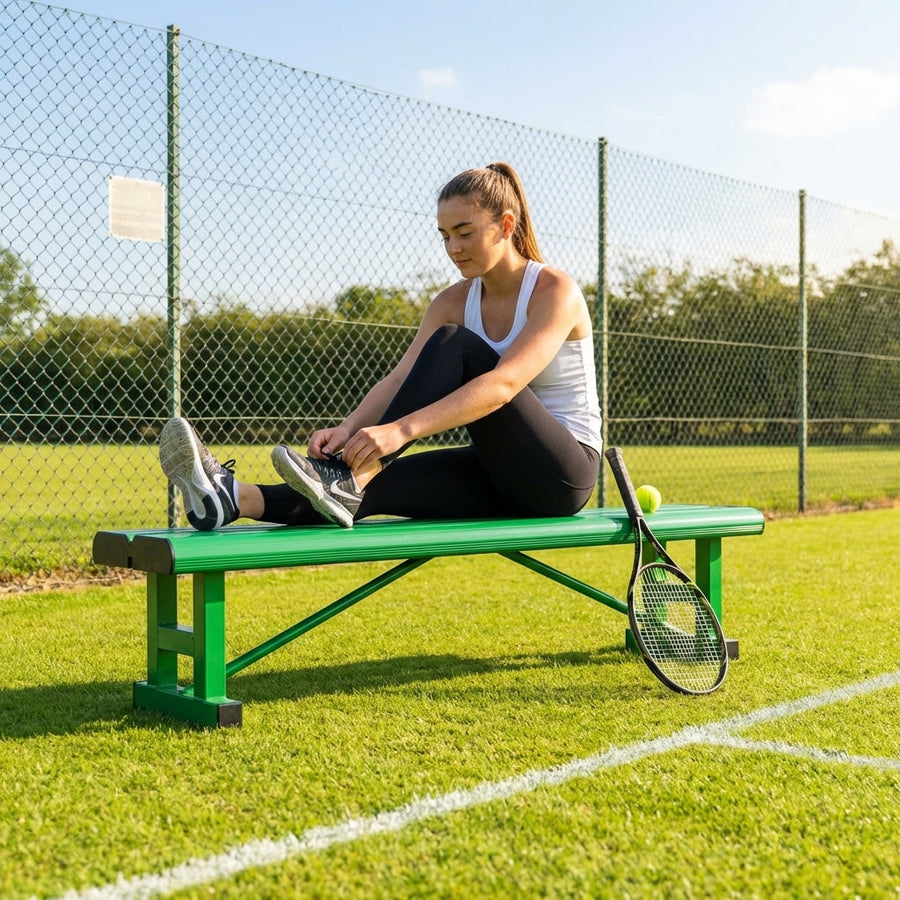 Tennis Court Bench – 6ft Green/Blue/Black – Aluminium – Sports Facilities