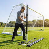 Steel net support stanchions for stadium football goals