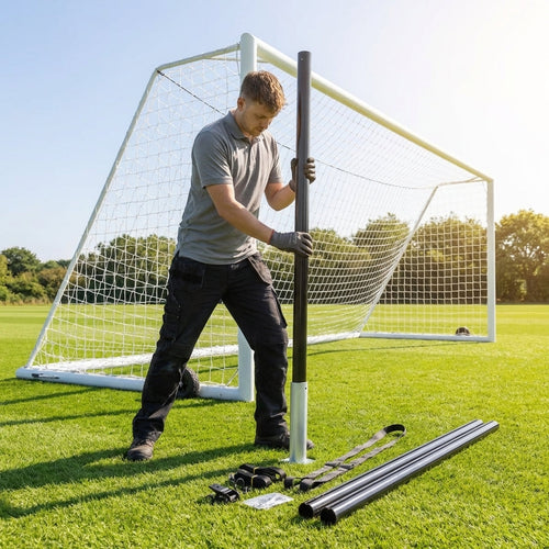 Steel Net Support Stanchions – Black – 80mm OD Galvanised Steel – Stadium Goals