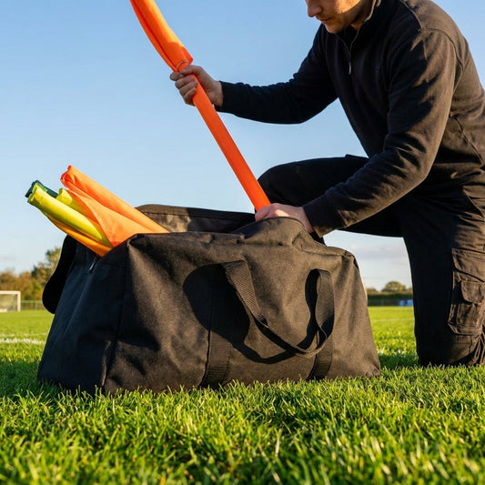 Football Corner Flag Carry Bag in Black with Yellow Handles - product detail