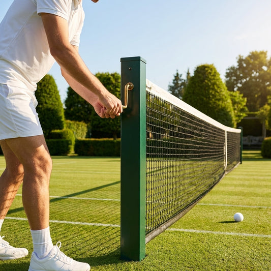 Steel tennis posts in green or black for indoor and outdoor courts - product detail